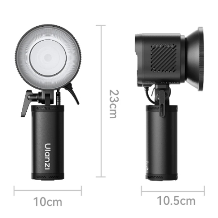 Ulanzi LC60 (L155) - lampa LED COB 3w1, błyskowa, światło ciągłe i efekty - wymiary